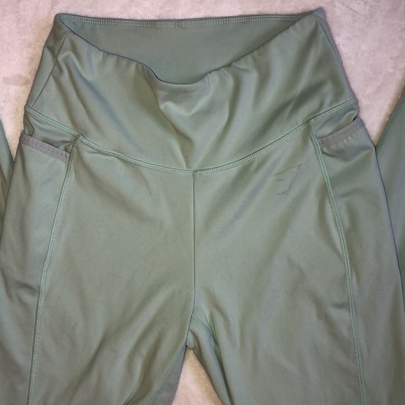 Gymshark Dry Sage Green Workout Leggings with Pockets - Picture 2 of 5